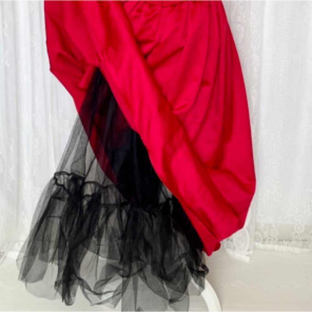 Jessica McClintock Ball Gown Vintage 90s Red Satin Corset Formal Prom 9/10 Small - Picture 6 of 14